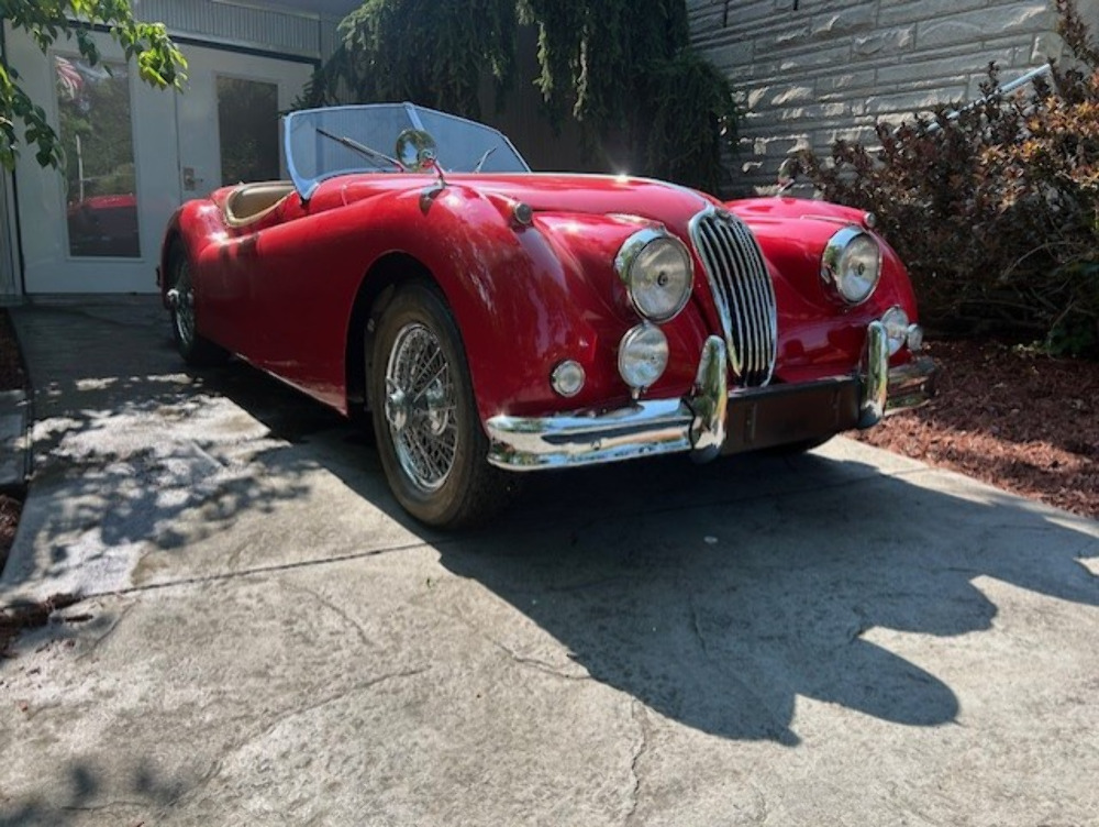 1956 Jaguar XK 140 Roadster front view showing grille and headlights