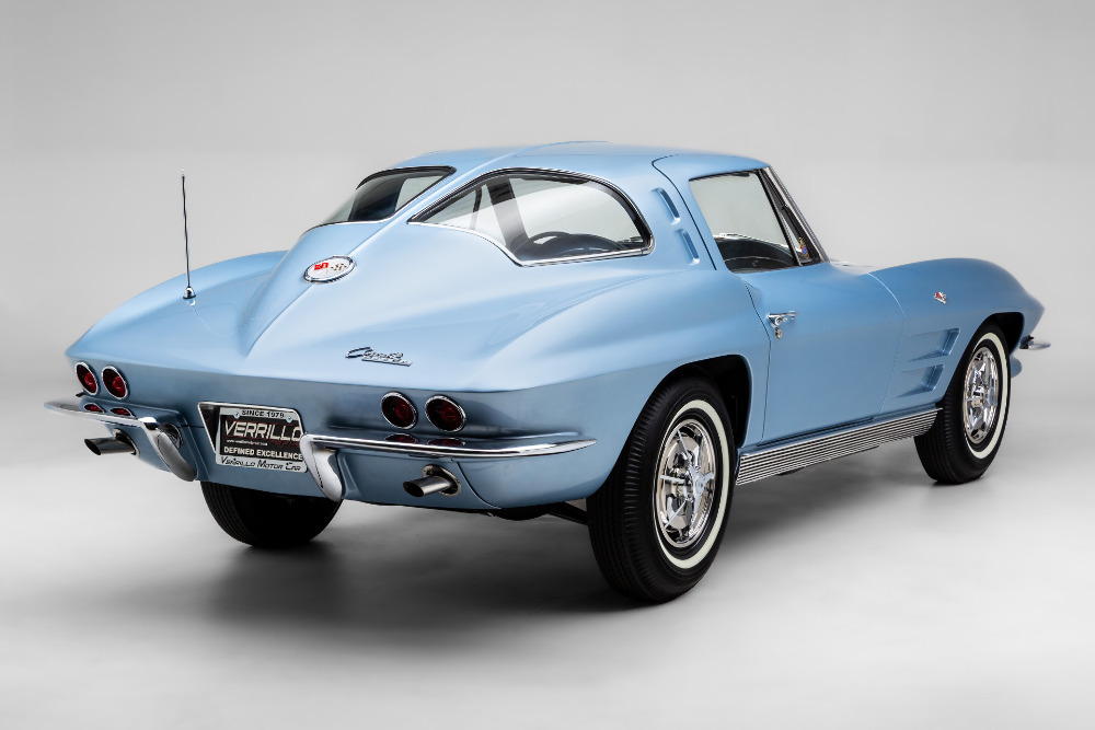 1963 Chevrolet Corvette Split-Window Coupe rear three-quarter view, offered at Saratoga Motorcar Auction