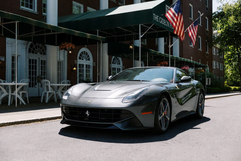 2015 Ferrari F12 Berlinetta front end detail, listed for sale at Saratoga Motorcar Auction
