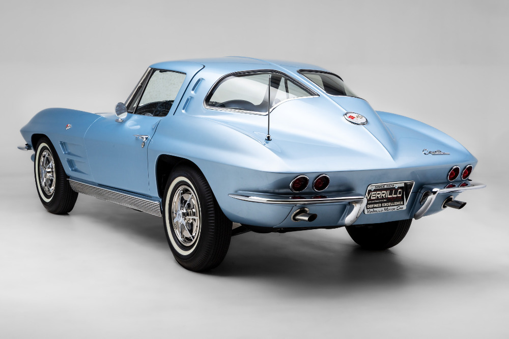 1963 Chevrolet Corvette Split-Window Coupe rear view showing the iconic split window, for sale at Saratoga Motorcar Auction